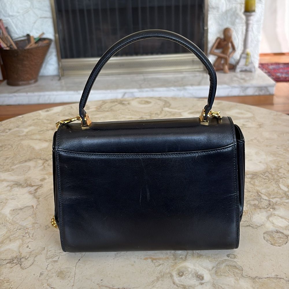 Bally Structured Leather Kelly Style Satchel Bag Detachable Metal Chain Strap - Picture 5 of 16
